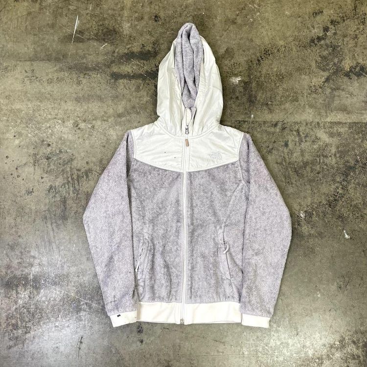 The North Face Fleece Teddy Soft Y2K Full-Zip Outdoor Jacket, Grey, Womens Small