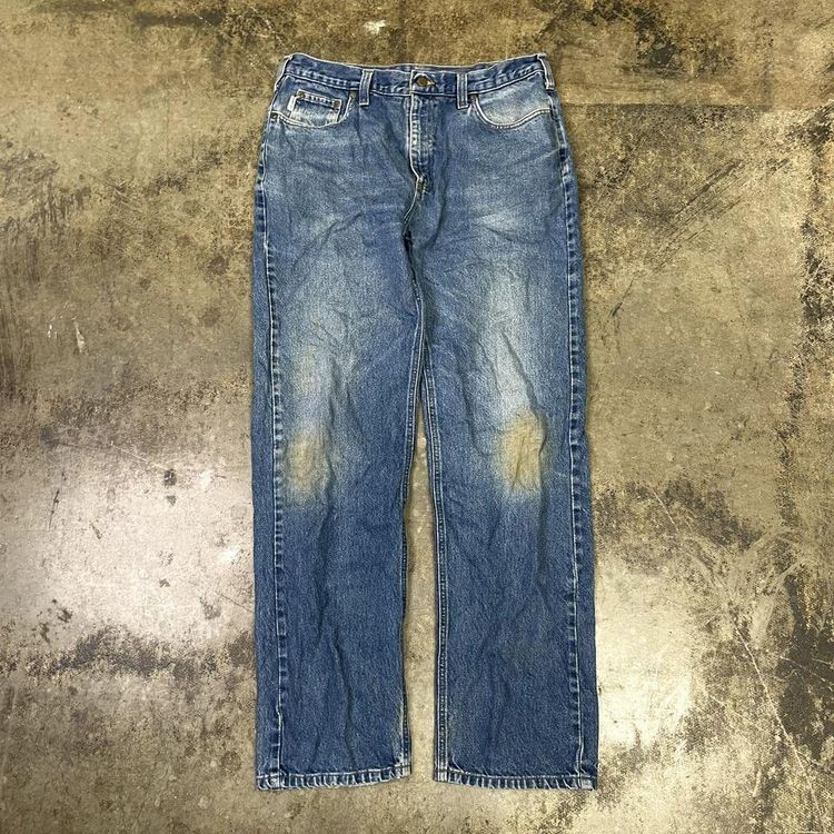 Carhartt Jeans Original Fit Carpenter Denim Workwear Trousers, Blue, Mens 36