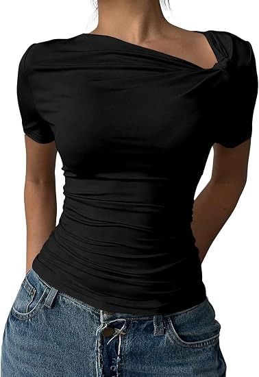 Black Short Sleeve Top obraz 1