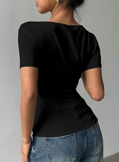 Black Short Sleeve Top obraz 2