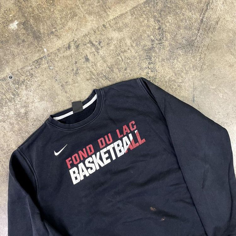 Nike Sweatshirt Y2K Spellout Basketball Sweater, Black, Mens Large image 3