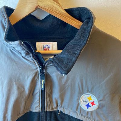 Vintage Pittsburgh steelers nfl jacket fleece. Insane piece. Black and brown/grey 3