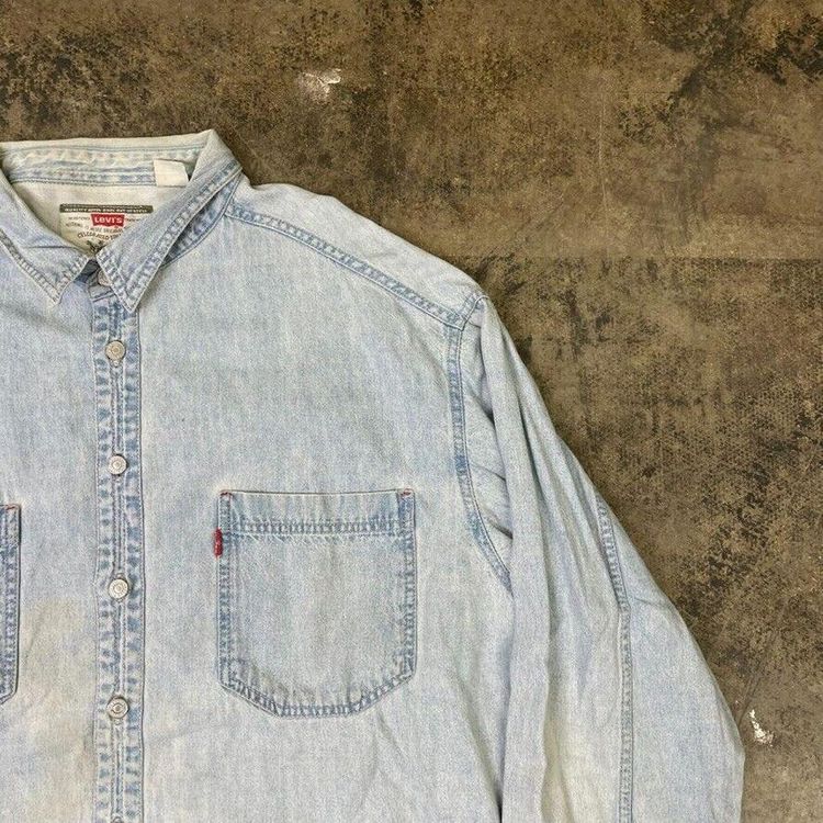 Levis Shirt USA Denim Y2K Vintage Button Up Top, Washed Blue, Mens XL 5