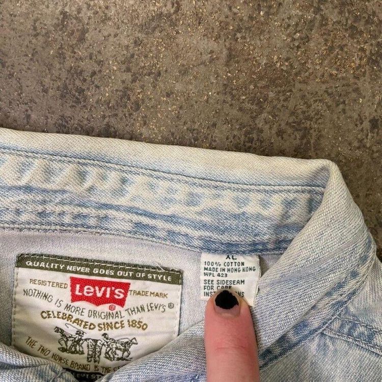 Levis Shirt USA Denim Y2K Vintage Button Up Top, Washed Blue, Mens XL 4