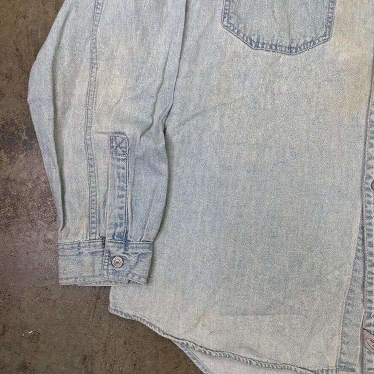 Levis Shirt USA Denim Y2K Vintage Button Up Top, Washed Blue, Mens XL 8