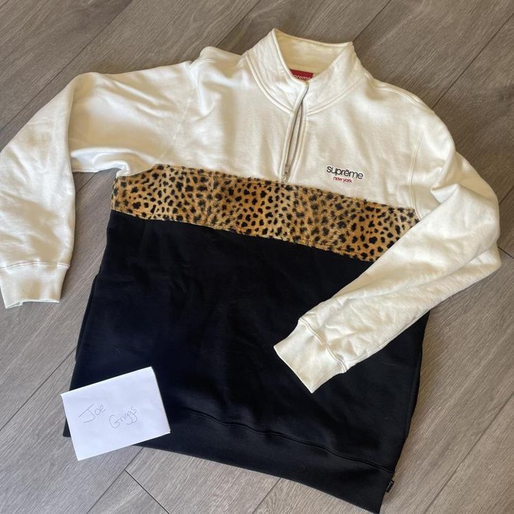 Supreme leopard print 1/4 zip