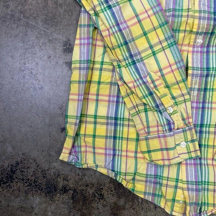 Polo Ralph Lauren Dress Shirt Checkered Y2K Button Down, Yellow, Womens XL 6