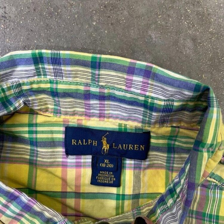 Polo Ralph Lauren Dress Shirt Checkered Y2K Button Down, Yellow, Womens XL 7