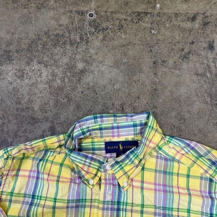 Polo Ralph Lauren Dress Shirt Checkered Y2K Button Down, Yellow, Womens XL 5