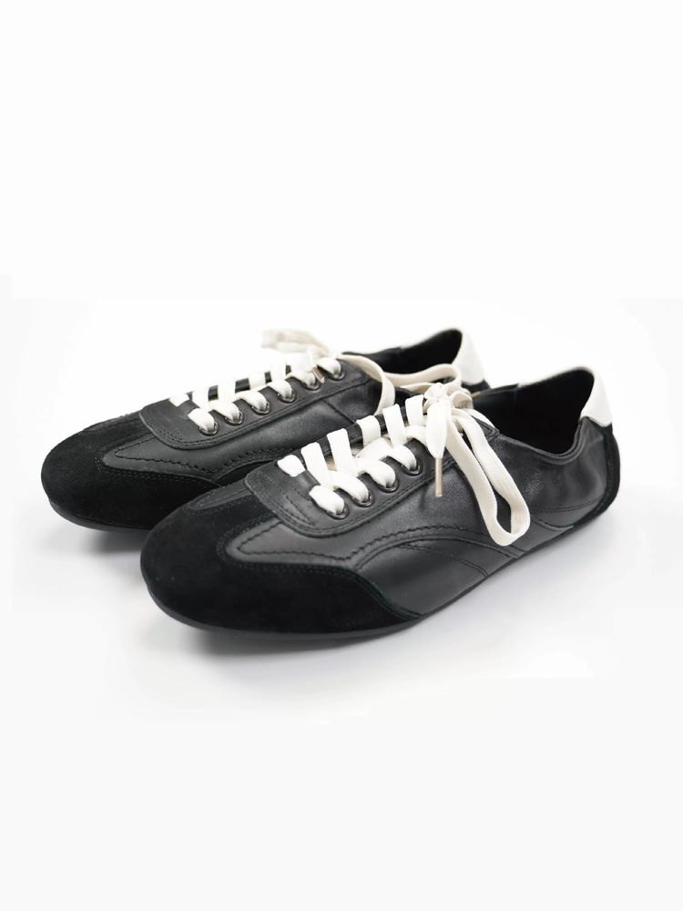 Black And White Lace-Up Sneakers image 3