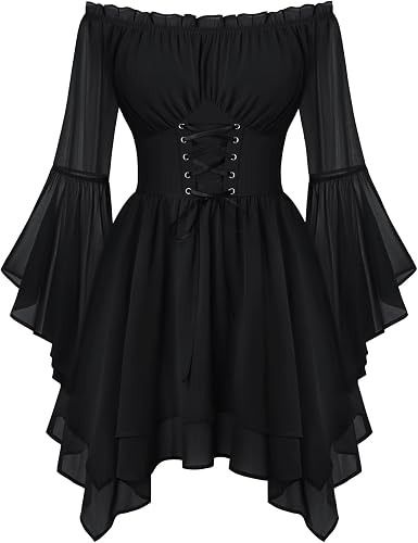 Immagine di Black Off-Shoulder Dress With Corset Waist 1
