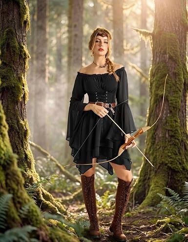 Immagine di Black Off-Shoulder Dress With Corset Waist 4