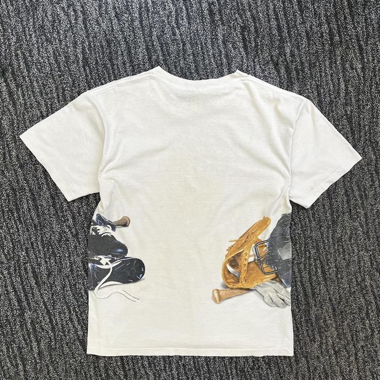 Vintage T Shirt, All Over Print Baseball is Life Single Stitch T Shirt in Cream 2
