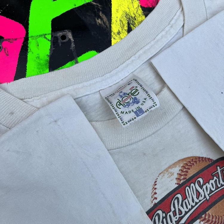 Vintage T Shirt, All Over Print Baseball is Life Single Stitch T Shirt in Cream 6