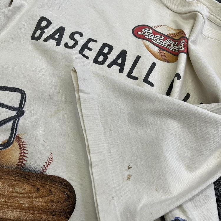 Vintage T Shirt, All Over Print Baseball is Life Single Stitch T Shirt in Cream 4