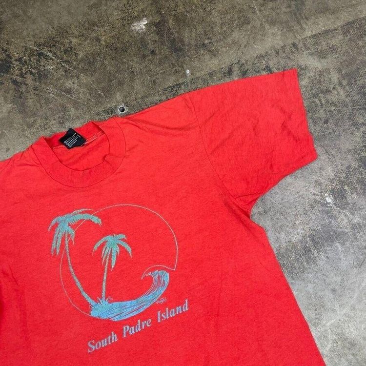 South Padre Graphic T-Shirt Vintage Single Stitch Tourist Tee, Red, Mens Large 3