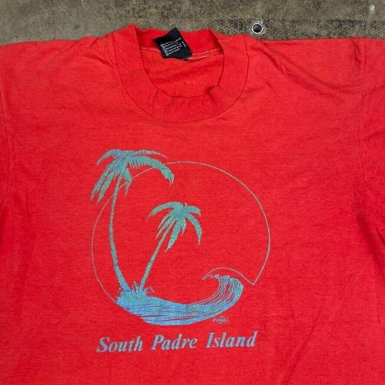 South Padre Graphic T-Shirt Vintage Single Stitch Tourist Tee, Red, Mens Large 2
