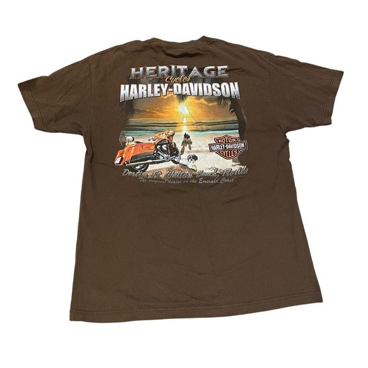 Brown Harley Davidson Heritage Graphic print t-shirt large 2