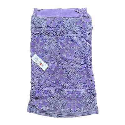 Vintage deadstock lilac crochet and real suede floral midi skirt 1