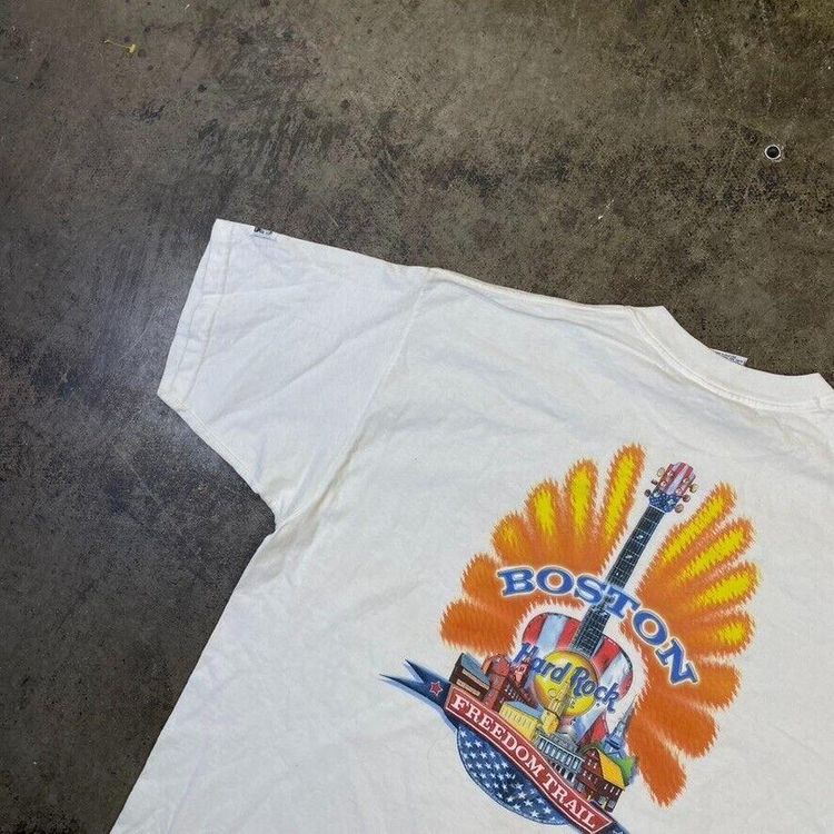 Hard Rock Cafe T-Shirt Vintage Boston Guitar USA Graphic 90s Tee, White Mens XXL 3