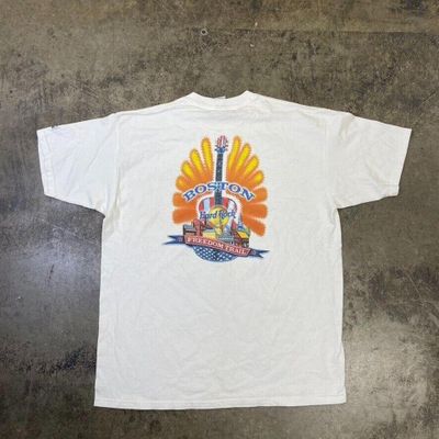 Hard Rock Cafe T-Shirt Vintage Boston Guitar USA Graphic 90s Tee, White Mens XXL 1
