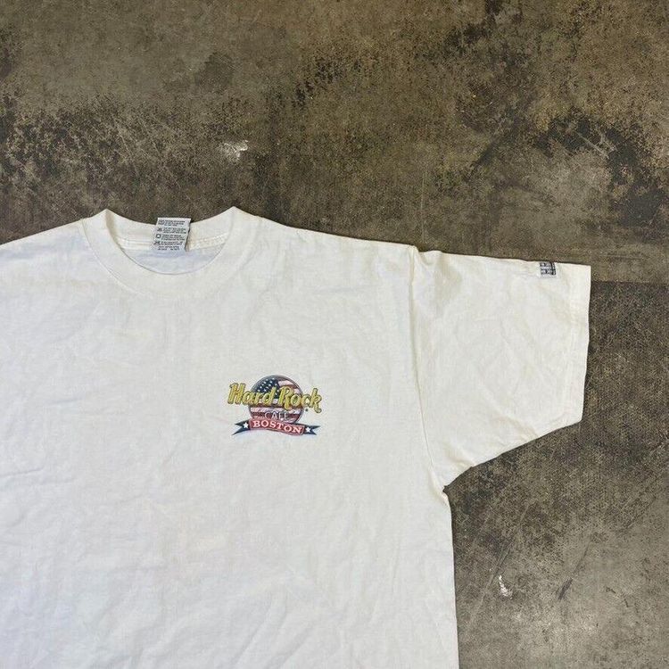 Hard Rock Cafe T-Shirt Vintage Boston Guitar USA Graphic 90s Tee, White Mens XXL 6