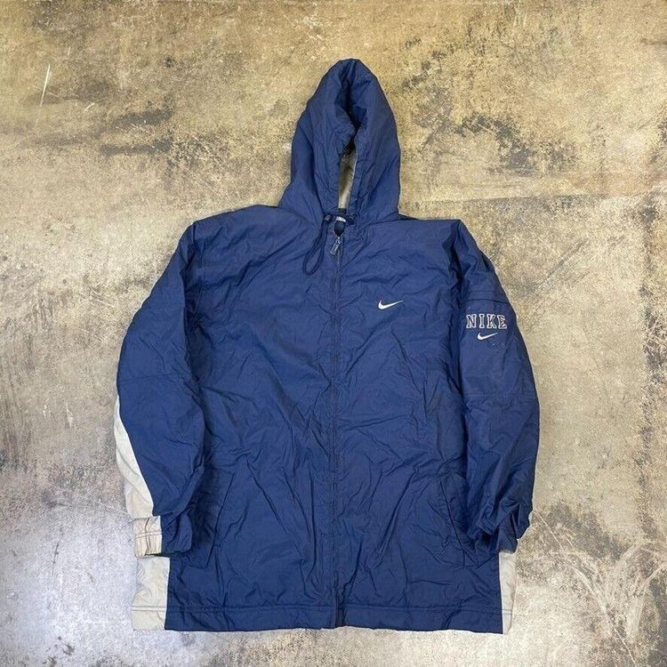 Nike Rain Jacket Y2K Full Zip Hooded Sports Coat Blue, Mens XL