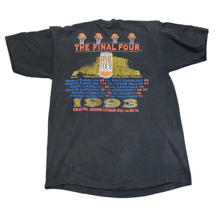 Nutmeg Mills single stitch 1993 North Carolina Tar Heels college Basketball faded black graphic t-sh 2