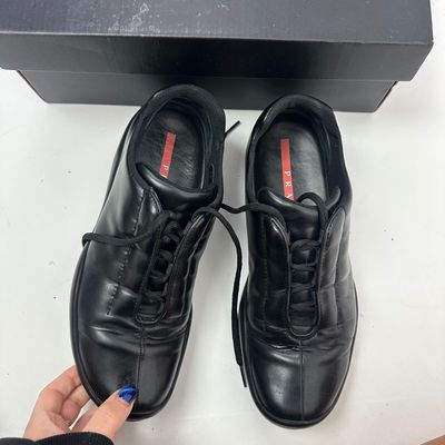 Vintage Prada Black Leather Lace-Up Shoes
