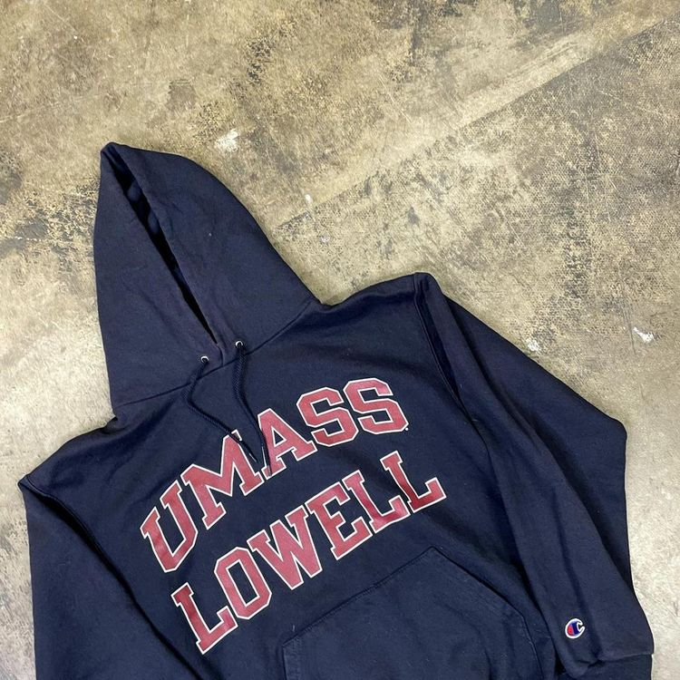Champion Hoodie College USA Vintage Y2K Sports Sweatshirt, Navy Blue Mens Medium 5