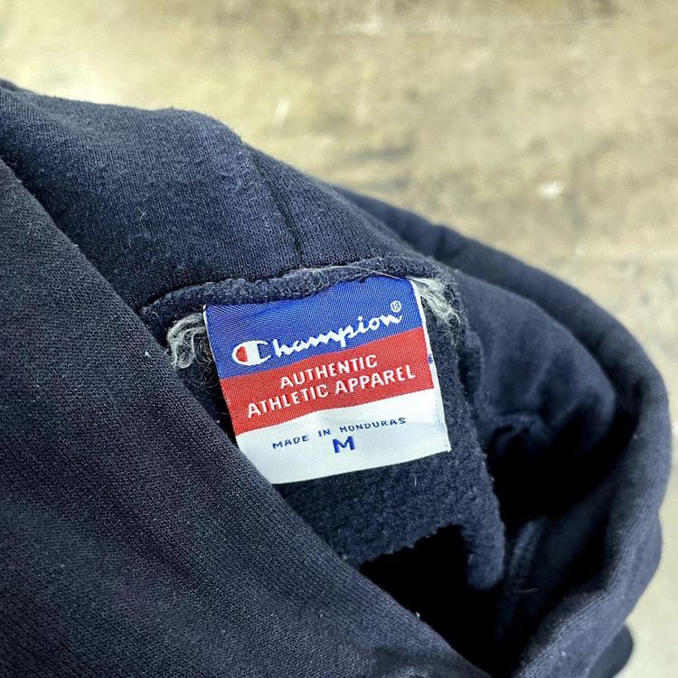Champion Hoodie College USA Vintage Y2K Sports Sweatshirt, Navy Blue Mens Medium 7