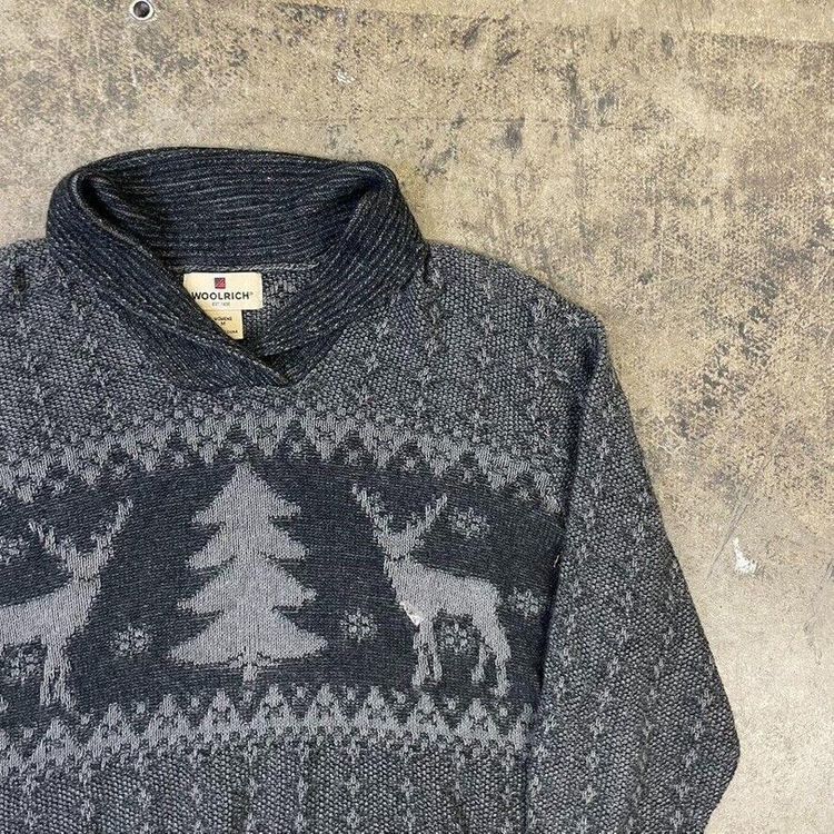 Woolrich Jumper Wool Knitted Mock USA Sweater, Grey, Womens Medium 2