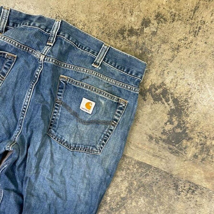 Carhartt Jeans Relaxed Fit Carpenter Denim Workwear Trousers, Blue, Mens 38 6
