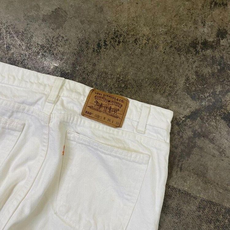 Levis Jeans 550 90s Paper Tag Denim USA Vintage Trousers, White, Mens 36 7