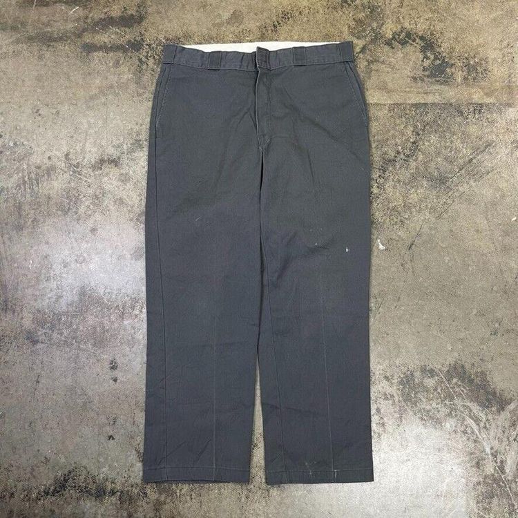 Dickies Trousers Original Fit Carpenter Workwear Canvas Pants, Grey, Mens 38" image 1