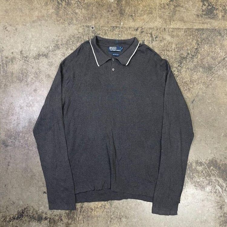 Ralph Lauren Polo Sweatshirt Collar Sports Sweater, Grey, Mens XXL