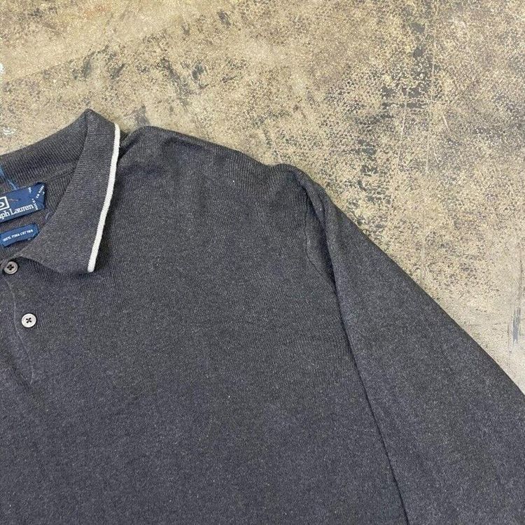 Ralph Lauren Polo Sweatshirt Collar Sports Sweater, Grey, Mens XXL 3