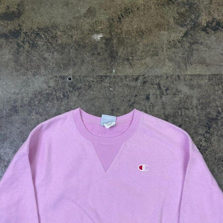 Champion Sweatshirt Reverse Weave Y2K Sports Jumper, Pink, Womens Medium 2