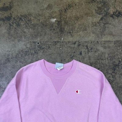 Champion Sweatshirt Reverse Weave Y2K Sports Jumper, Pink, Womens Medium 2