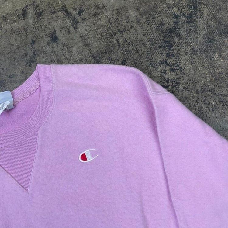 Champion Sweatshirt Reverse Weave Y2K Sports Jumper, Pink, Womens Medium 3
