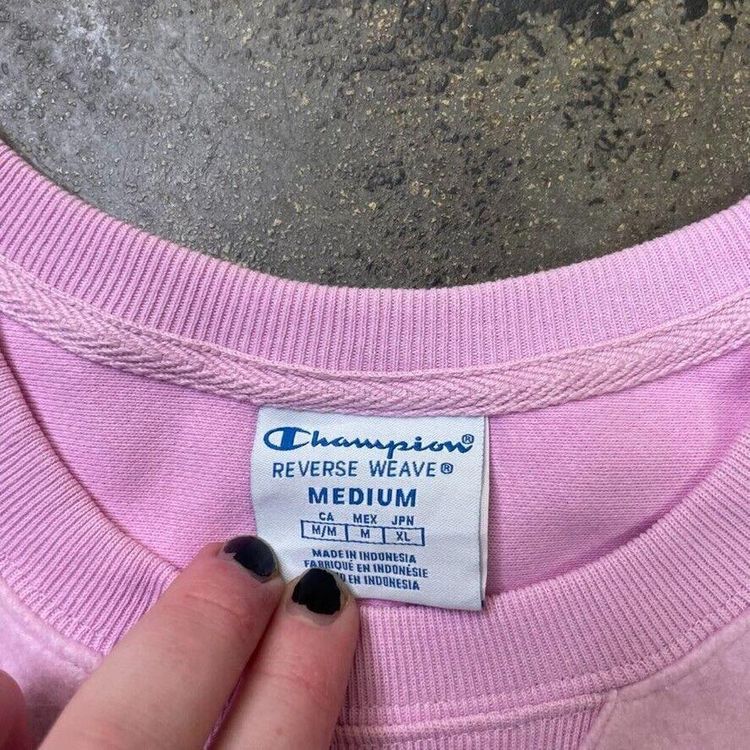 Champion Sweatshirt Reverse Weave Y2K Sports Jumper, Pink, Womens Medium 7