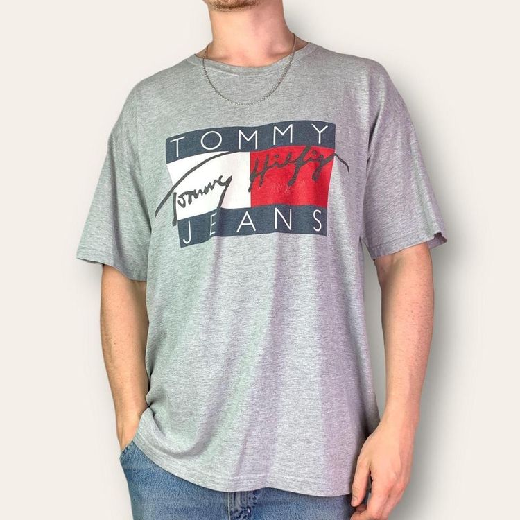 Tommy Hilfiger Rare Vintage 90s Tommy Hilfiger Jeans Graphic Tee Grey XXL 2XL product image