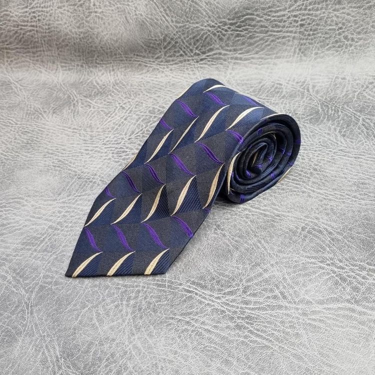 Vintage Mens Tie HANDMADE DeSantis  Necktie Retro SILK 80s Abstract tie image 1