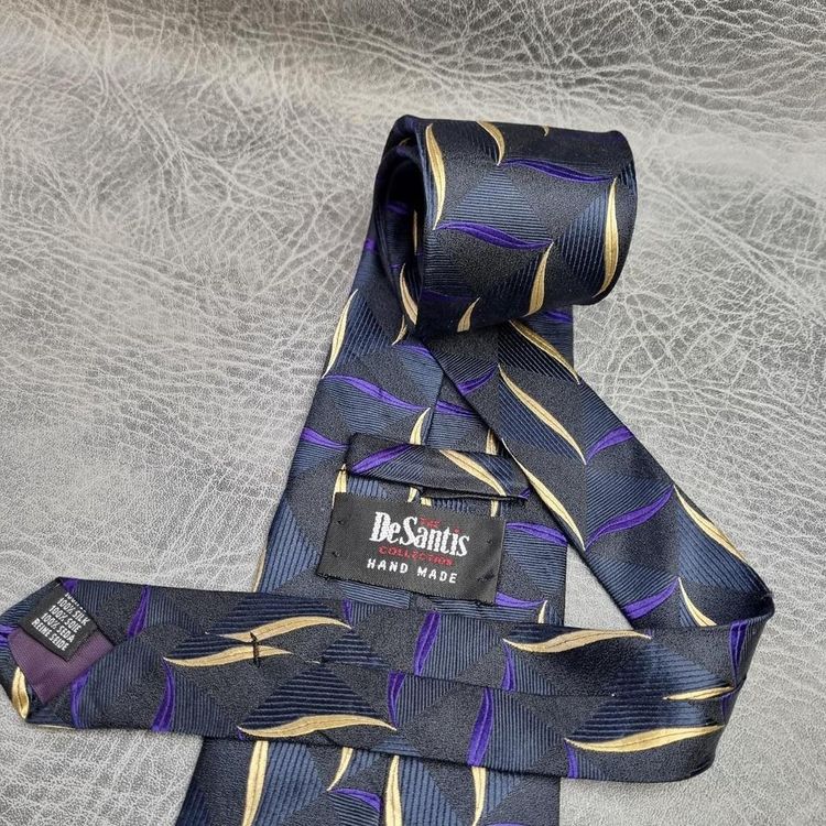 Vintage Mens Tie HANDMADE DeSantis  Necktie Retro SILK 80s Abstract tie image 4