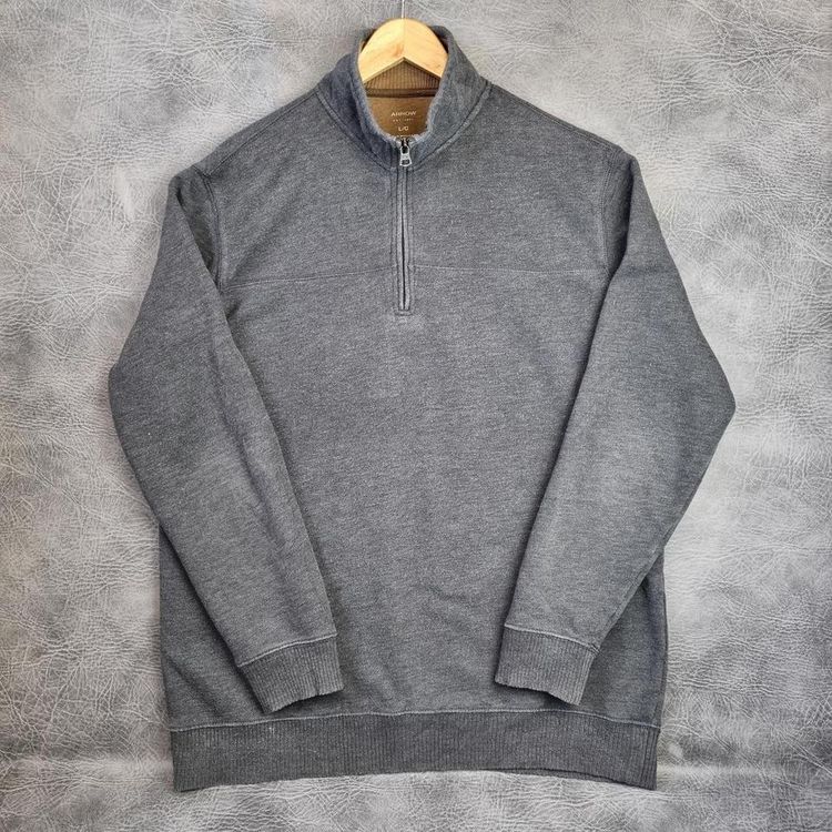 Arrow Quarter Zip Sweatshirt USA Sweater Vintage Jumper L Sweatshirt Charcoal grey