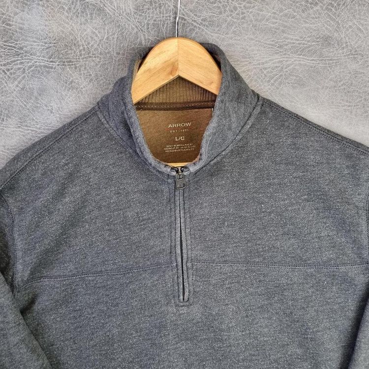 Arrow Quarter Zip Sweatshirt USA Sweater Vintage Jumper L Sweatshirt Charcoal grey 2