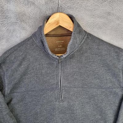 Arrow Quarter Zip Sweatshirt USA Sweater Vintage Jumper L Sweatshirt Charcoal grey 2