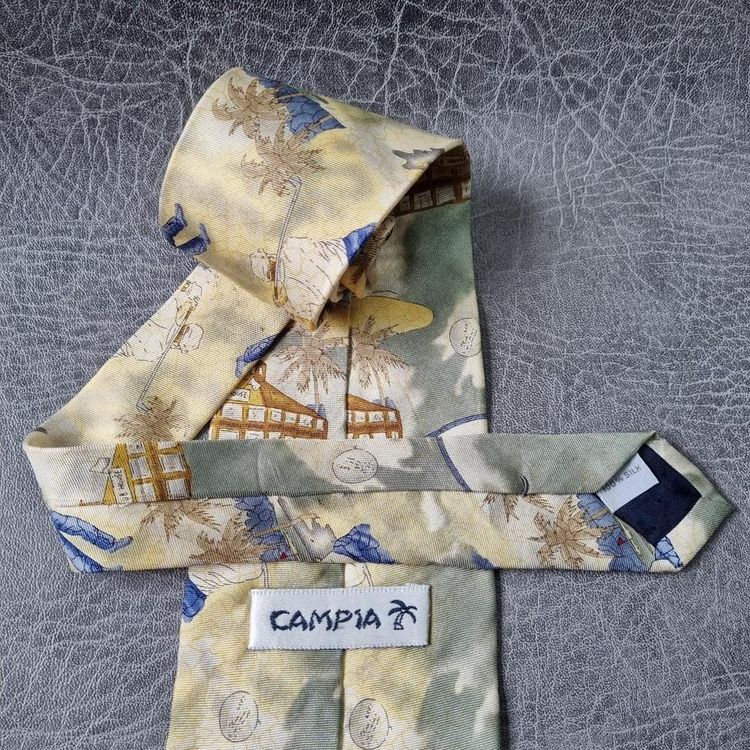 Vintage Mens Tie CAMPIA Golf Necktie Retro SILK 80s - RARE image 3