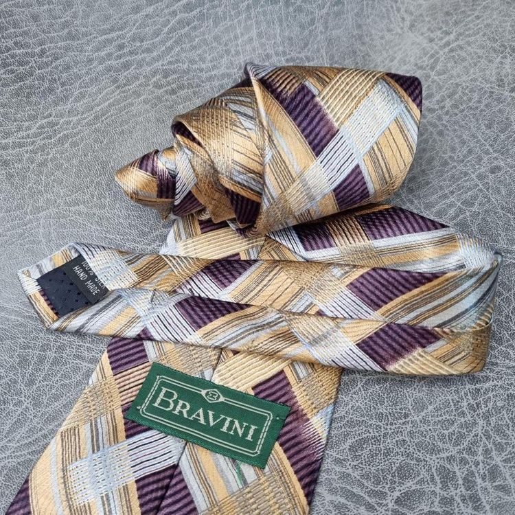 Bravini Tie, Vintage tie, geometric Tie, Mens tie, Brown Necktie RARE tie,  Abstract tie,  silk tie, 4