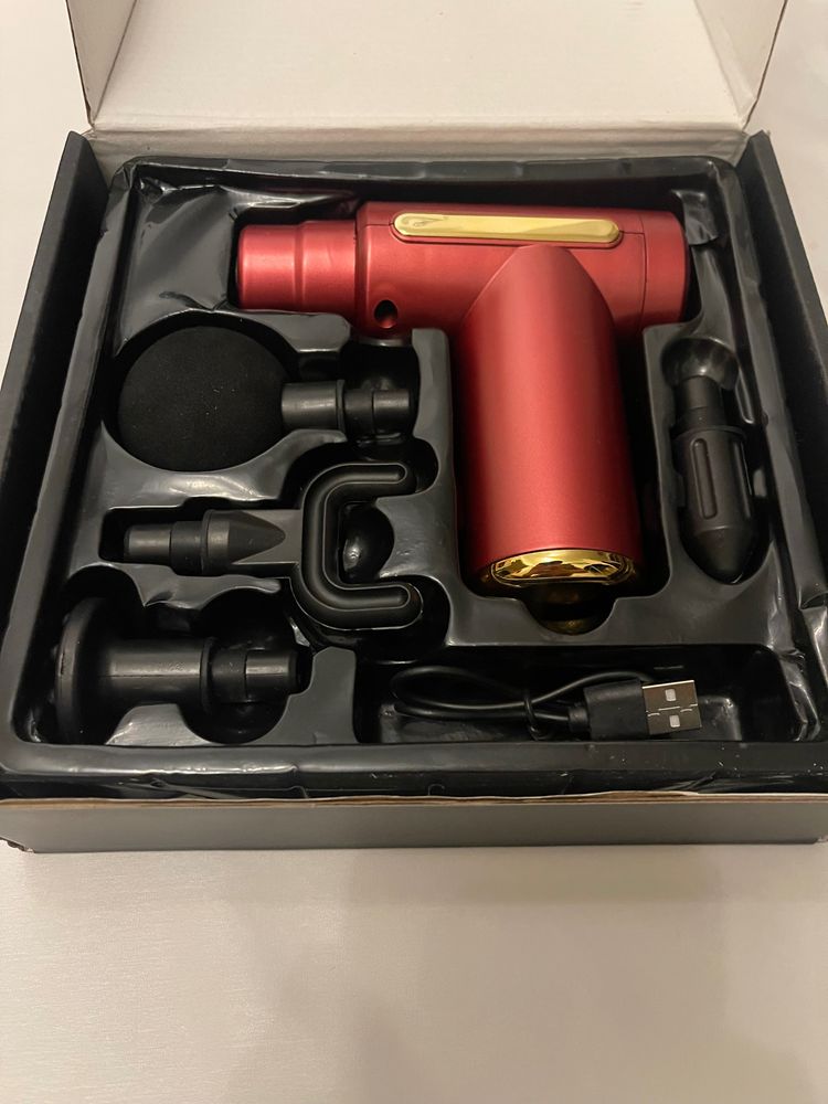 Red Handheld Massage Gun With Attachments